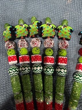 Christmas Green Glitter Holiday Pens - Festive Tree Topper $4 each plus shipping